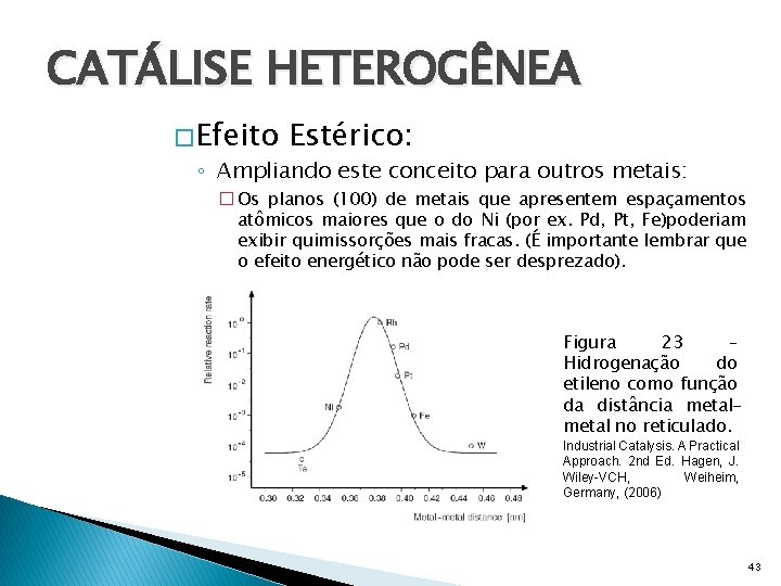 CATÁLISE HETEROGÊNEA � Efeito Estérico: ◦ Ampliando este conceito para outros metais: � Os