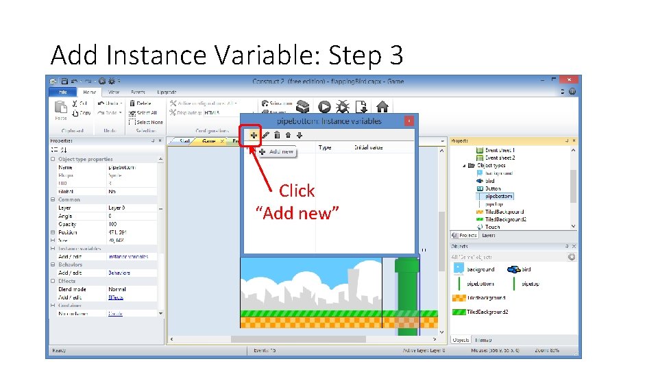 Add Instance Variable: Step 3 Click “Add new” 