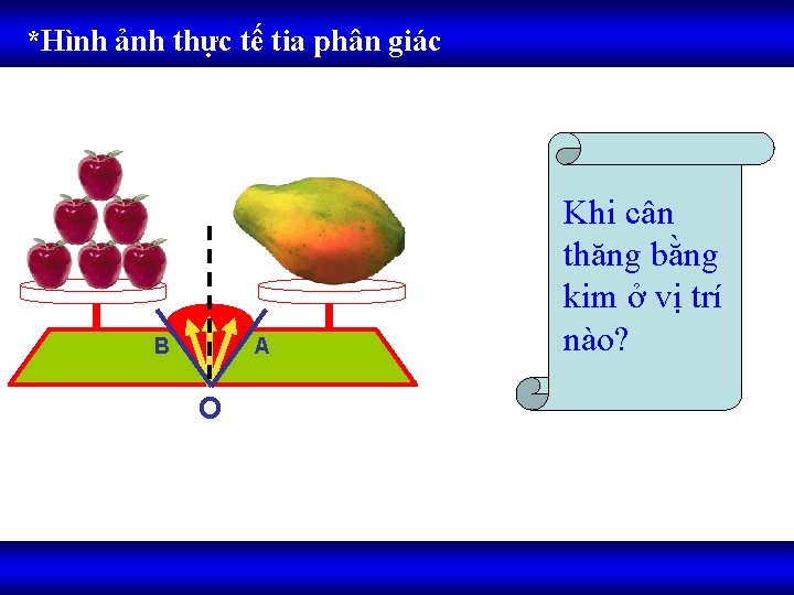 *Hình ảnh thực tế tia phân giác B A O Khi cân thăng bằng