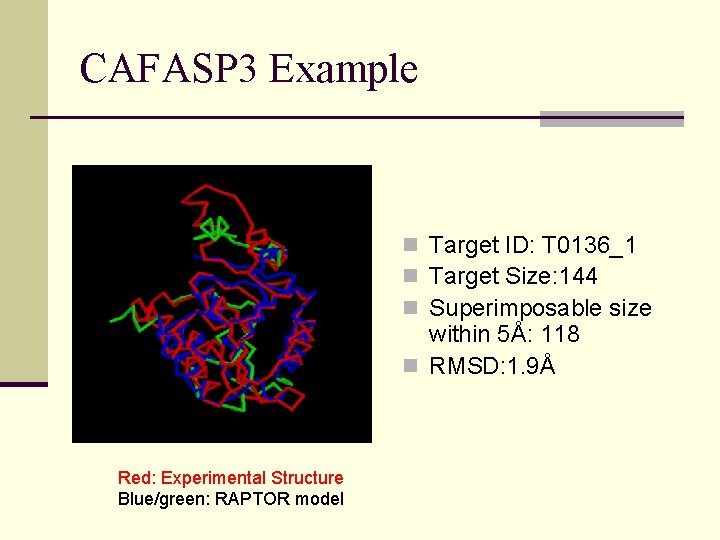 CAFASP 3 Example n Target ID: T 0136_1 n Target Size: 144 n Superimposable