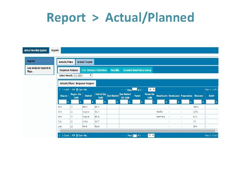 Report > Actual/Planned 