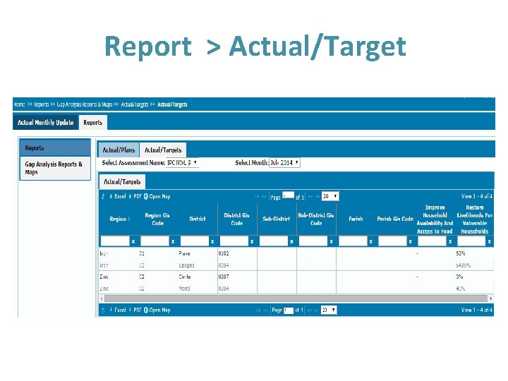 Report > Actual/Target 