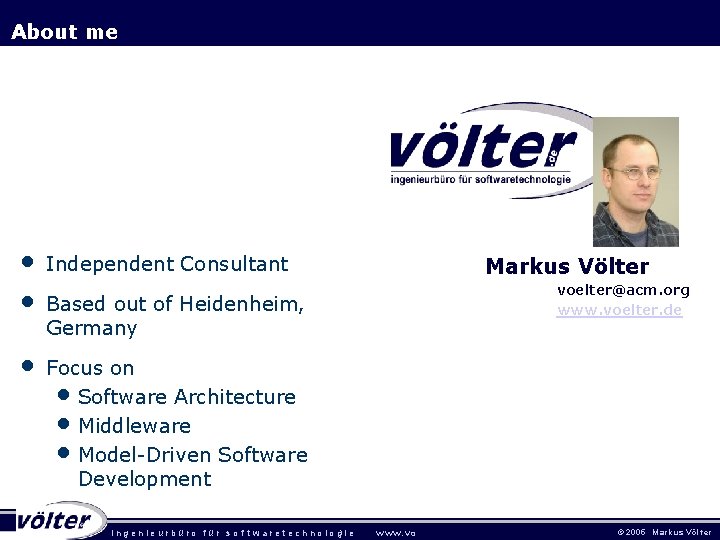 The Role of Patterns in Modern Software Engineering About me • • Independent Consultant The Role of Patterns in Modern Software Engineering About me • • Independent Consultant