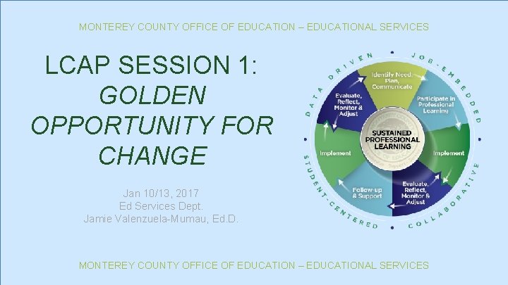 MONTEREY COUNTY OFFICE OF EDUCATION – EDUCATIONAL SERVICES LCAP SESSION 1: GOLDEN OPPORTUNITY FOR