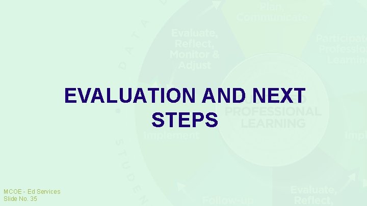 EVALUATION AND NEXT STEPS MCOE - Ed Services Slide No. 35 