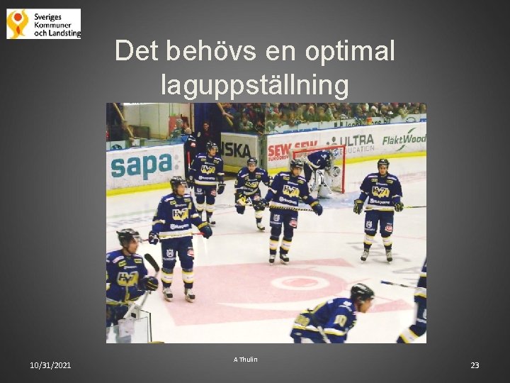 Det behövs en optimal laguppställning 10/31/2021 A Thulin 23 