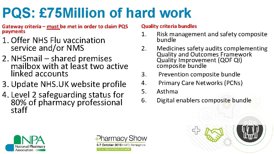 PQS: £ 75 Million of hard work Gateway criteria – must be met in