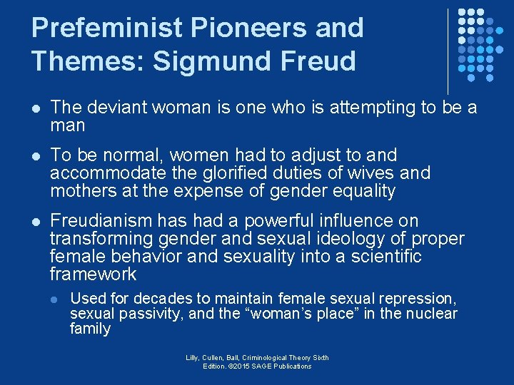 Prefeminist Pioneers and Themes: Sigmund Freud l The deviant woman is one who is