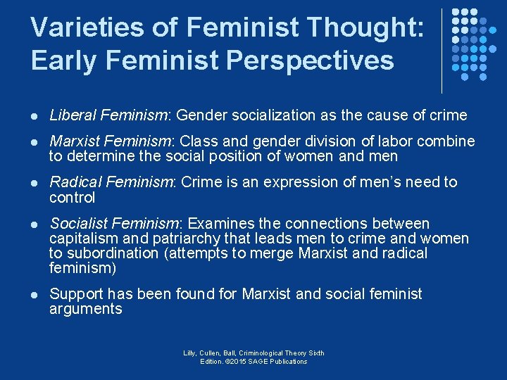 Varieties of Feminist Thought: Early Feminist Perspectives l Liberal Feminism: Gender socialization as the