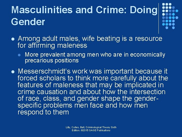 Masculinities and Crime: Doing Gender l Among adult males, wife beating is a resource