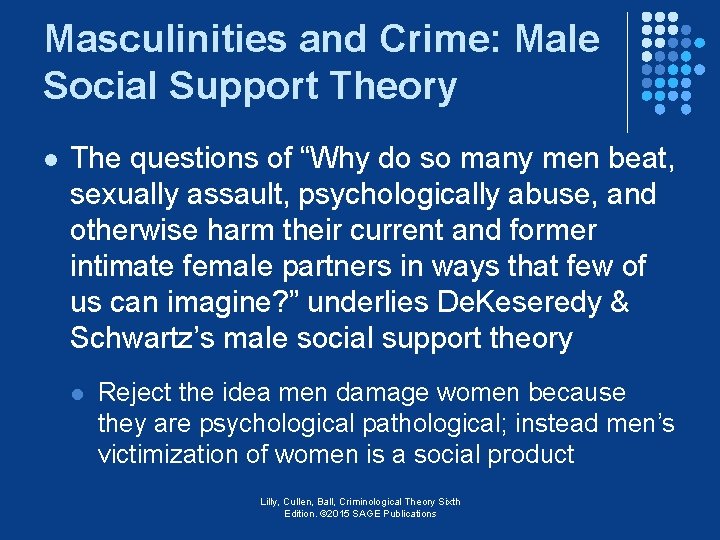 Masculinities and Crime: Male Social Support Theory l The questions of “Why do so