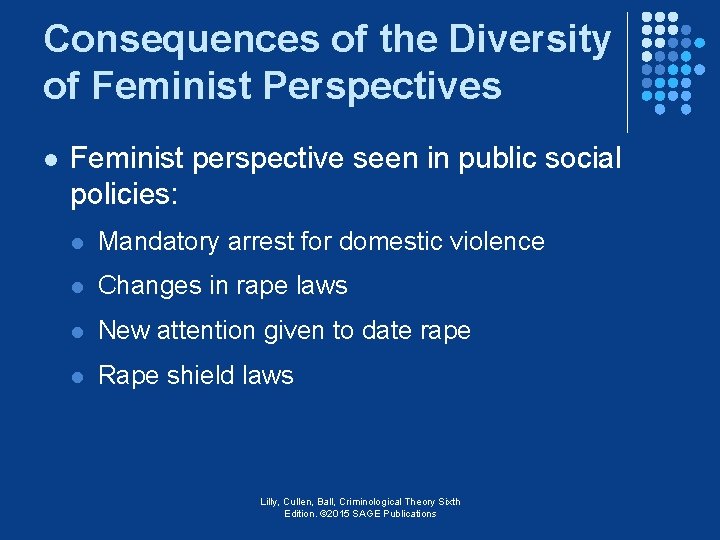 Consequences of the Diversity of Feminist Perspectives l Feminist perspective seen in public social