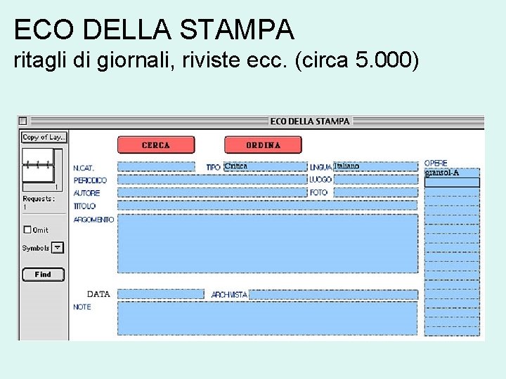 ECO DELLA STAMPA ritagli di giornali, riviste ecc. (circa 5. 000) 