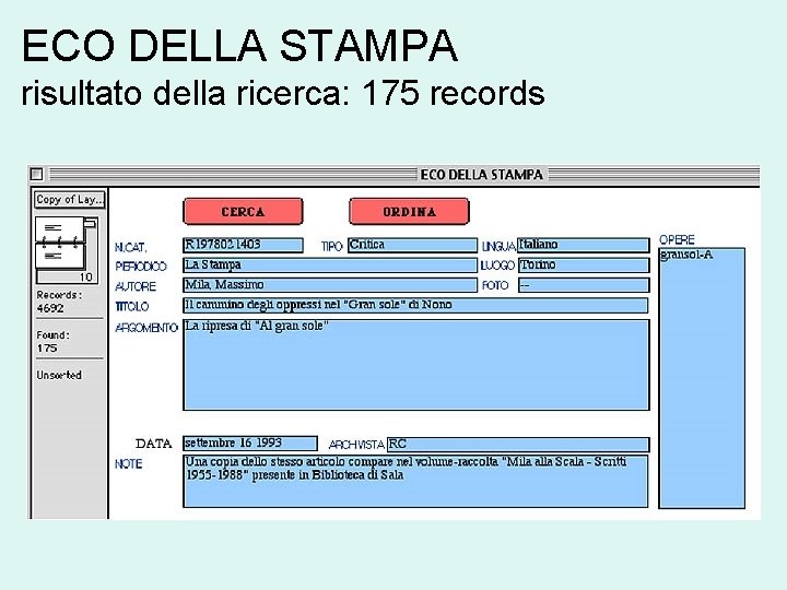 ECO DELLA STAMPA risultato della ricerca: 175 records 