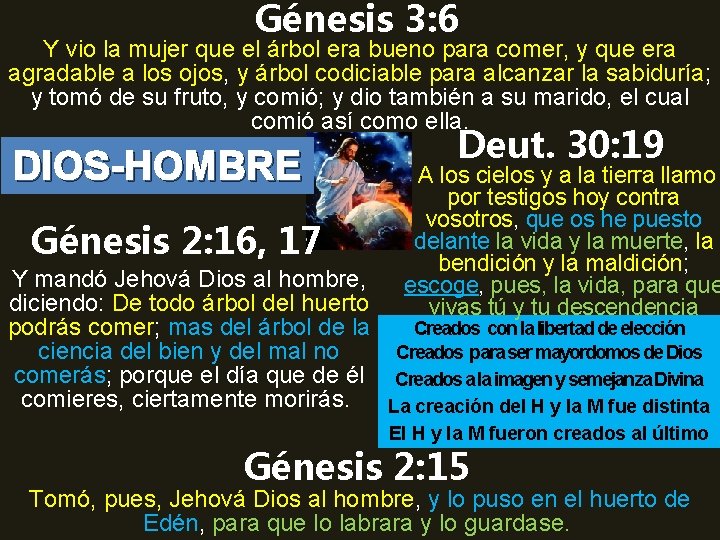 Génesis 3: 6 Y vio la mujer que el árbol era bueno para comer,