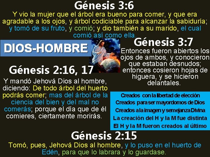 Génesis 3: 6 Y vio la mujer que el árbol era bueno para comer,