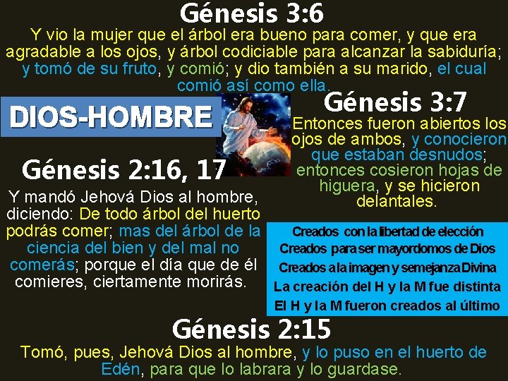 Génesis 3: 6 Y vio la mujer que el árbol era bueno para comer,