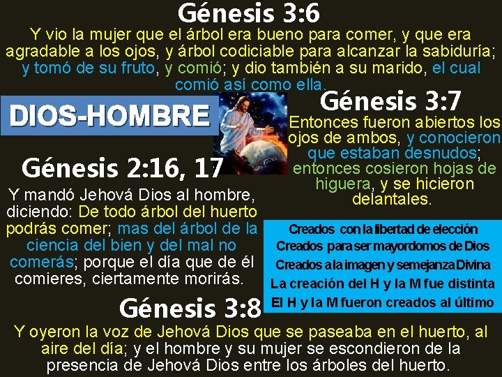 Génesis 3: 6 Y vio la mujer que el árbol era bueno para comer,