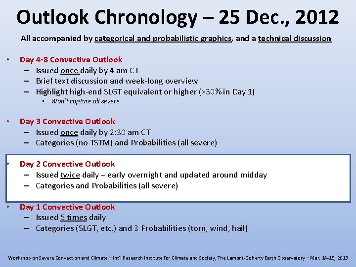 Outlook Chronology – 25 Dec. , 2012 All accompanied by categorical and probabilistic graphics, Outlook Chronology – 25 Dec. , 2012 All accompanied by categorical and probabilistic graphics,