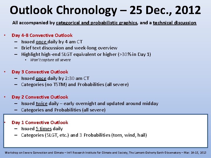 Outlook Chronology – 25 Dec. , 2012 All accompanied by categorical and probabilistic graphics, Outlook Chronology – 25 Dec. , 2012 All accompanied by categorical and probabilistic graphics,