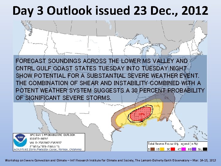 Day 3 Outlook issued 23 Dec. , 2012 FORECAST SOUNDINGS ACROSS THE LOWER MS Day 3 Outlook issued 23 Dec. , 2012 FORECAST SOUNDINGS ACROSS THE LOWER MS