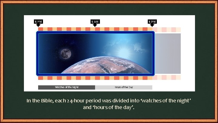 In the Bible, each 24 -hour period was divided into ‘watches of the night’