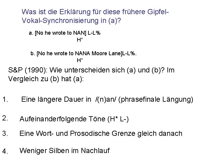 Was ist die Erklärung für diese frühere Gipfel. Vokal-Synchronisierung in (a)? a. [No he