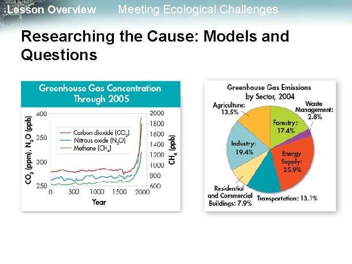 Lesson Overview Meeting Ecological Challenges Researching the Cause: Models and Questions Lesson Overview Meeting Ecological Challenges Researching the Cause: Models and Questions