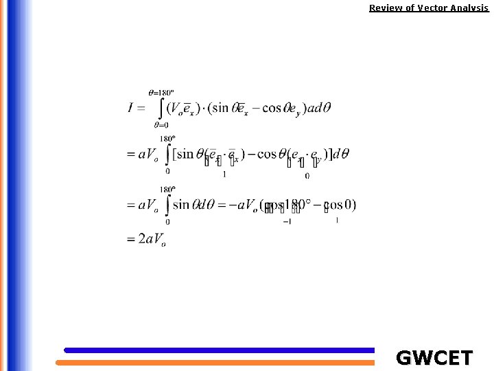 Review of Vector Analysis GWCET 