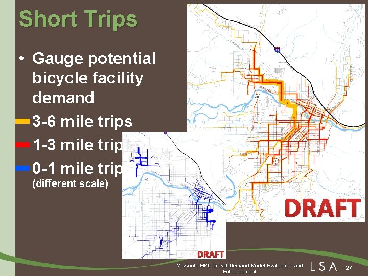 Short Trips • Gauge potential bicycle facility demand • 3 -6 mile trips •