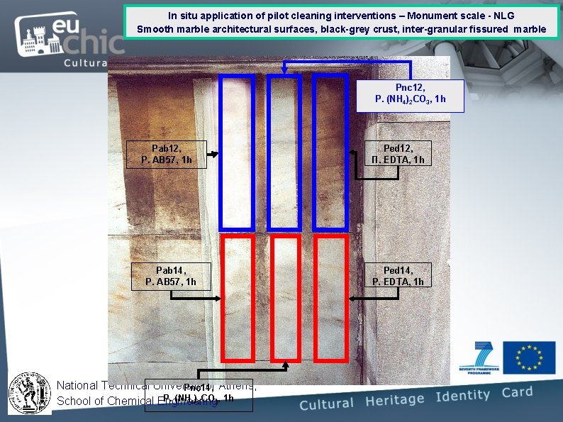 In situ application of pilot cleaning interventions – Monument scale - NLG Smooth marble In situ application of pilot cleaning interventions – Monument scale - NLG Smooth marble