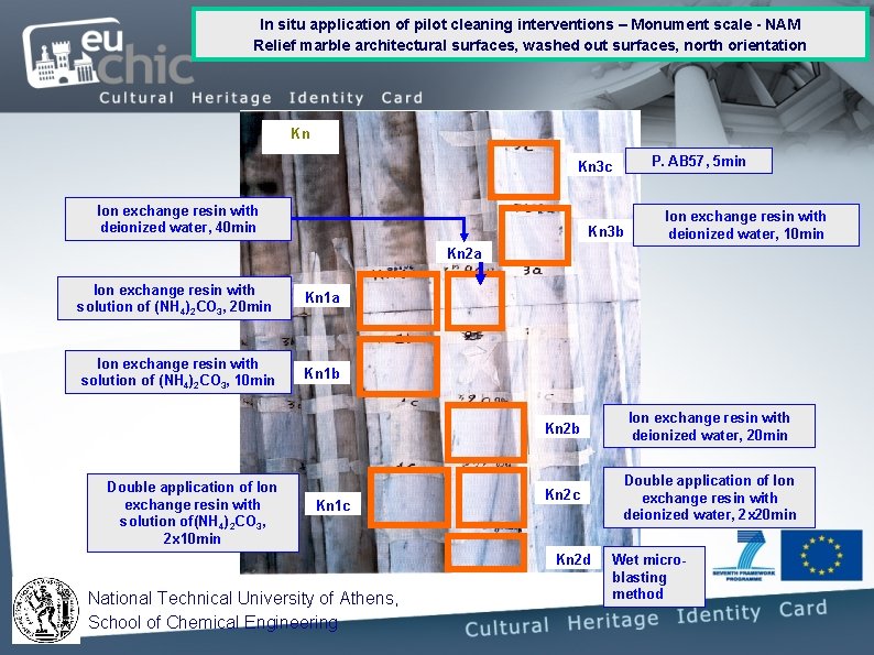 In situ application of pilot cleaning interventions – Monument scale - NAM Relief marble In situ application of pilot cleaning interventions – Monument scale - NAM Relief marble