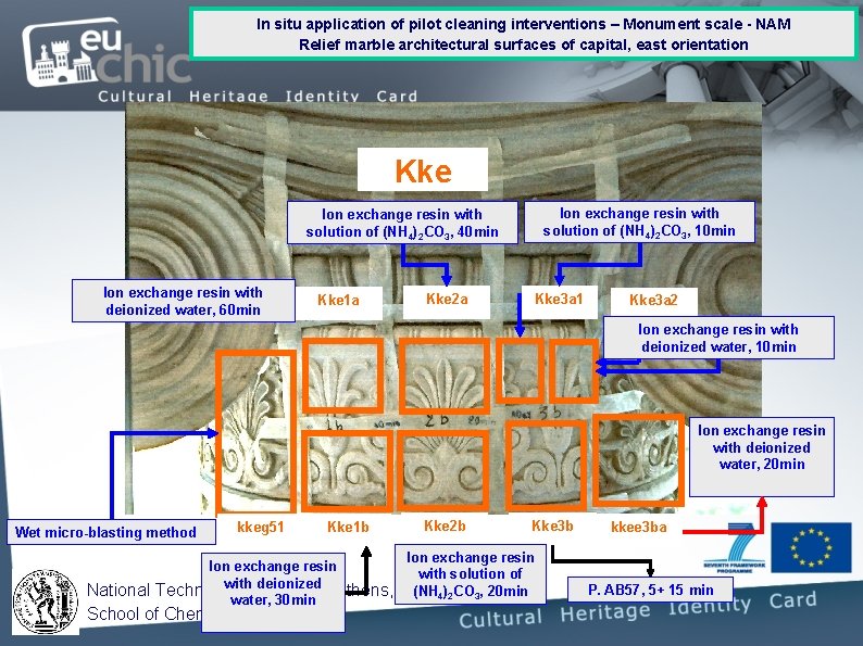 In situ application of pilot cleaning interventions – Monument scale - NAM Relief marble In situ application of pilot cleaning interventions – Monument scale - NAM Relief marble