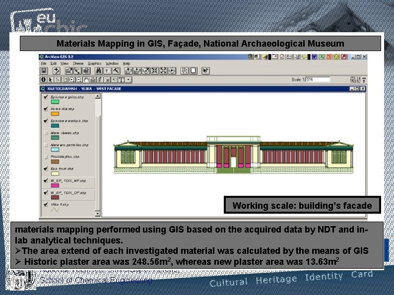Materials Mapping in GIS, Façade, National Archaeological Museum Working scale: building’s facade materials mapping Materials Mapping in GIS, Façade, National Archaeological Museum Working scale: building’s facade materials mapping