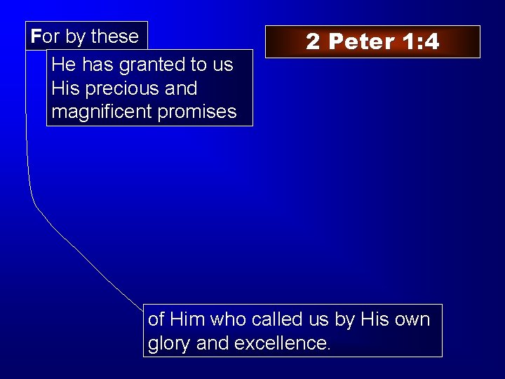 For by these He has granted to us His precious and magnificent promises 2
