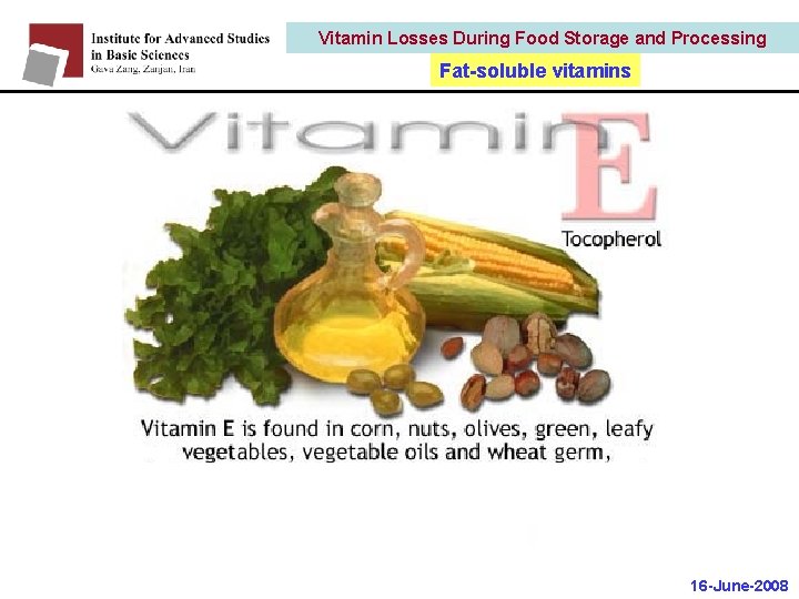 Vitamin Losses During Food Storage and Processing 16