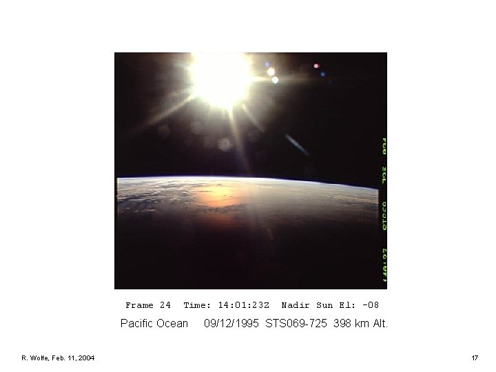 Frame 24 Time: 14: 01: 23 Z Pacific Ocean R. Wolfe, Feb. 11, 2004