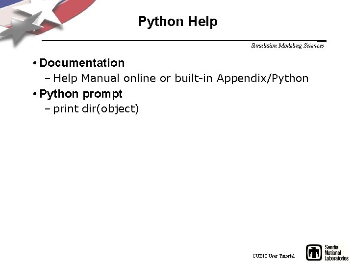 Help Python Help Simulation Modeling Sciences • Documentation – Help Manual online or built-in