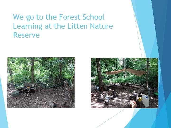 We go to the Forest School Learning at the Litten Nature Reserve 