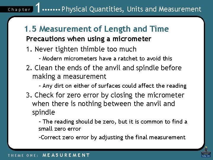 Chapter 1 Physical Quantities, Units and Measurement 1. 5 Measurement of Length and Time