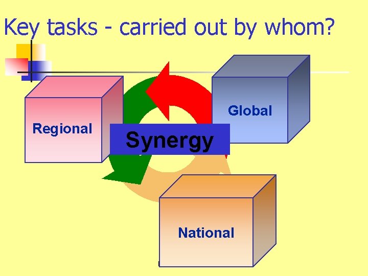 Key tasks - carried out by whom? Global Regional Synergy National Dr. KANUPRIYA CHATURVEDI