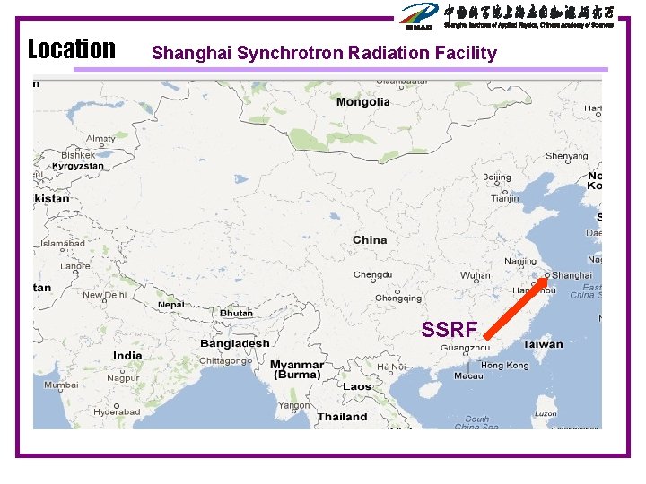 Location Shanghai Synchrotron Radiation Facility SSRF 
