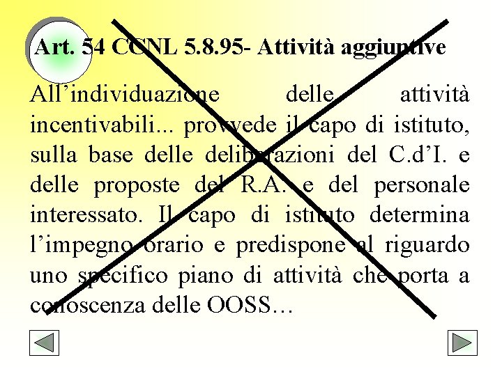 Art. 54 CCNL 5. 8. 95 - Attività aggiuntive All’individuazione delle attività incentivabili. .