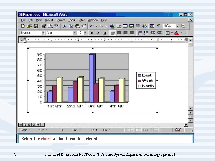 Select the chart so that it can be deleted. 72 Mohamed Khaled Atta MICROSOFT