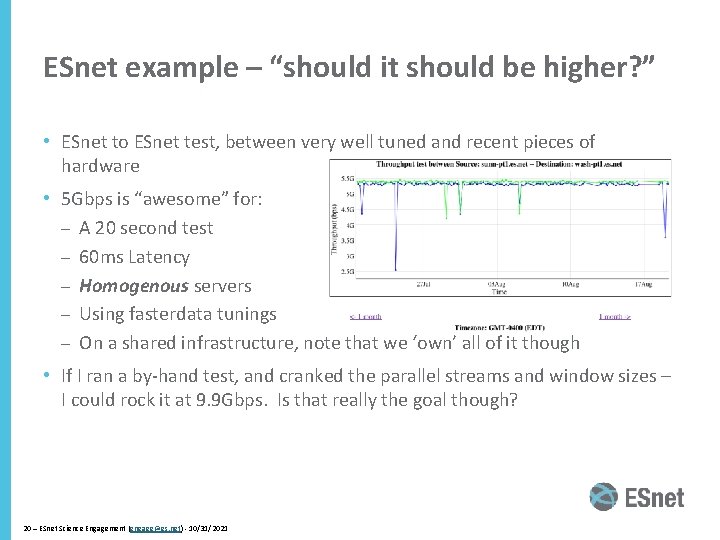 ESnet example – “should it should be higher? ” • ESnet to ESnet test,