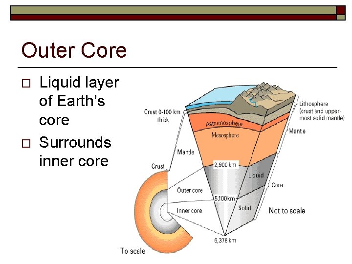 Outer Core o o Liquid layer of Earth’s core Surrounds inner core 