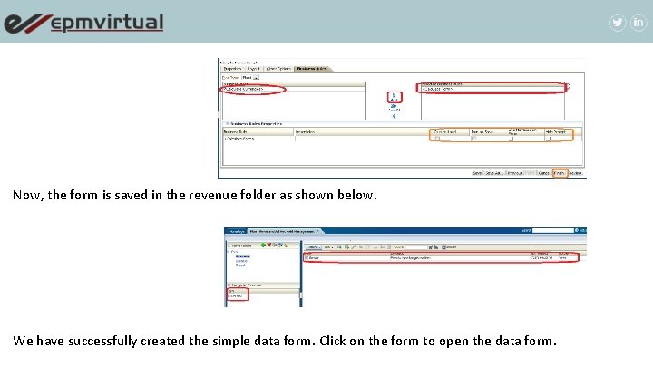 Now, the form is saved in the revenue folder as shown below. We have