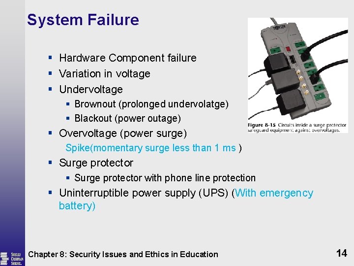 System Failure § Hardware Component failure § Variation in voltage § Undervoltage § Brownout
