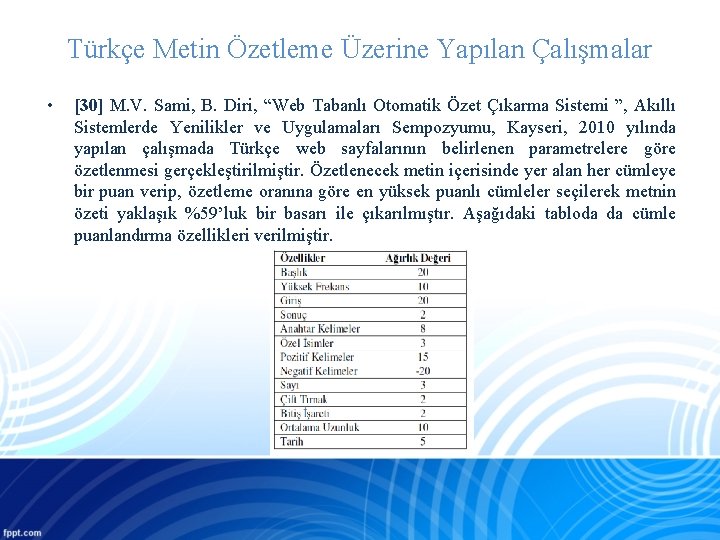 Türkçe Metin Özetleme Üzerine Yapılan Çalışmalar • [30] M. V. Sami, B. Diri, “Web