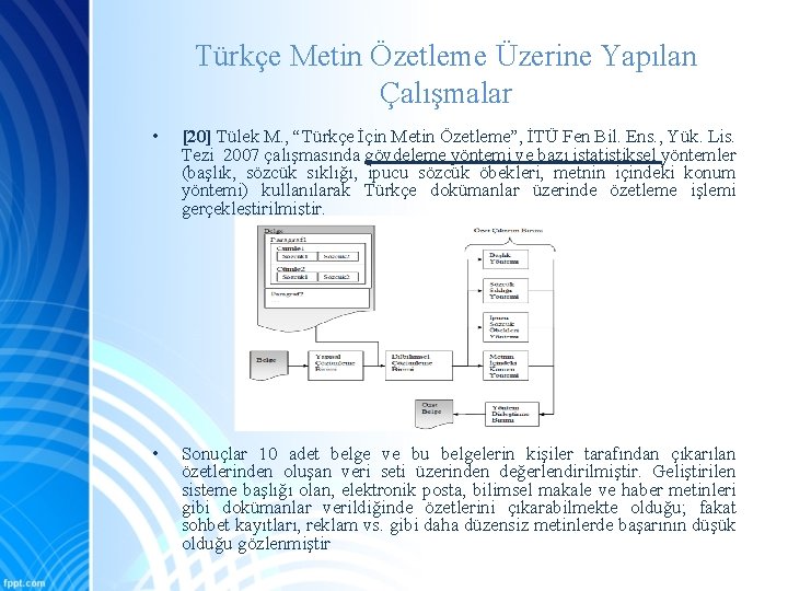 Türkçe Metin Özetleme Üzerine Yapılan Çalışmalar • [20] Tülek M. , “Türkçe İçin Metin